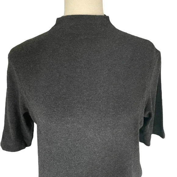 Eileen Fisher Mock Neck Viscose Jersey Italian Yarn Turtleneck Top Women Size M - Picture 4 of 7